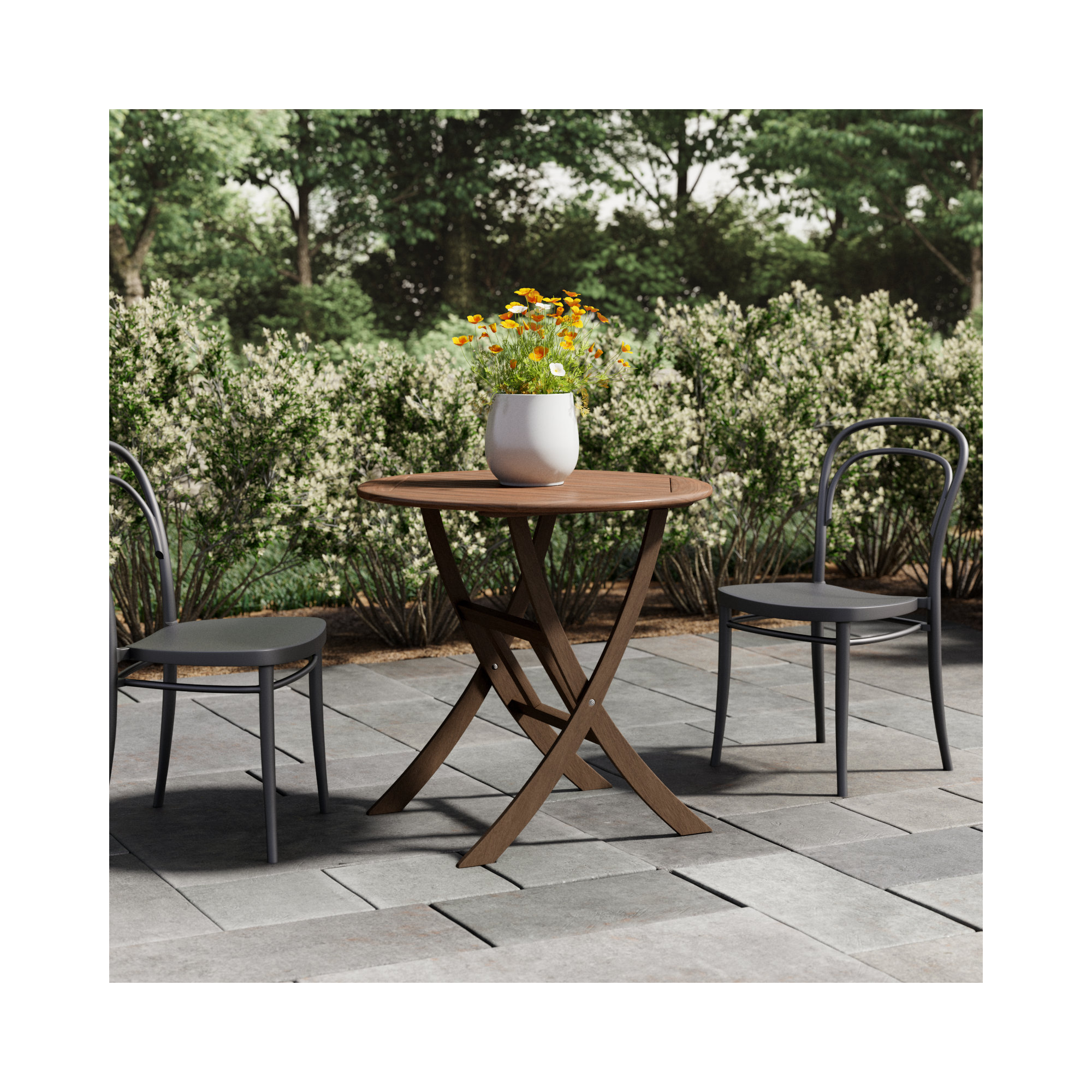 Suki 30'' Fliptop Outdoor Bistro Table, Brown