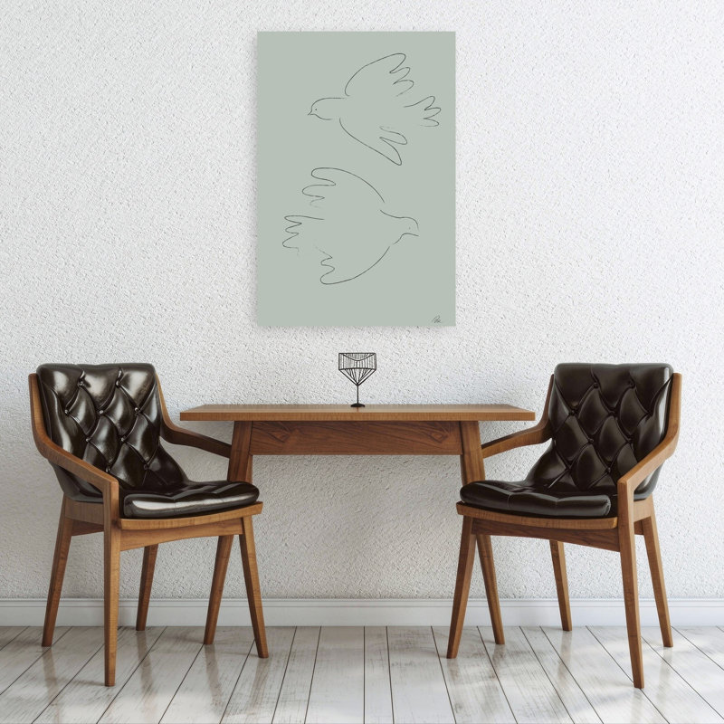 Flying Peace Doves Minimalist Bird Wall Art Print 1 Piece Wrapped Canvas Wall Art, 91.44cm H x 60.96cm W