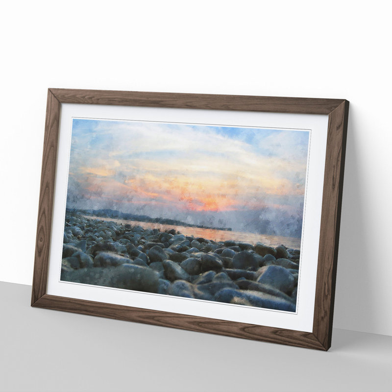 A Pebble Beach - Picture Frame Graphic Art, Walnut Framed, 36cm H x 48cm W x 2cm D