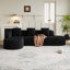 Canapé modulaire incurvé de 111,8 pouces en forme de L, conception moderne en tissu de polyester à poils longs texturé litchi, dossier incurvé avec 3 coussins-1427292069-1426666873