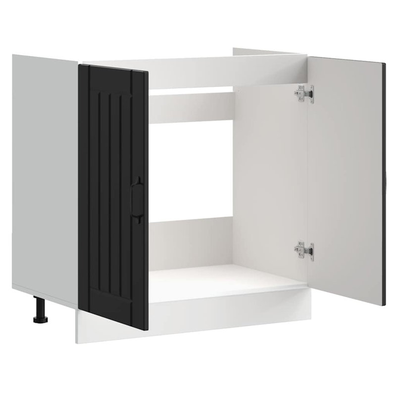 Sink Base Cabinet Lucca High Gloss Engineered Wood, Black