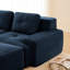 Canapé modulaire 153 po en velours côtelé 153 po, bleu, assise profonde, passepoil perlé, sans assemblage, base moderne bleu