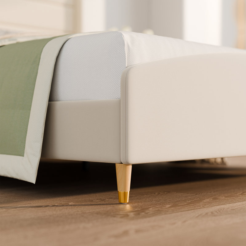 Bed Frame with Curved Headboard, Upholstered Bed Frame with Footborad, Velvet Platform Bed with Wingback Headboard, Queen
