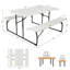 Ensemble de table de pique-nique pliable et banc de gymnastique avec cadre en acier blanc Gymax-60809062