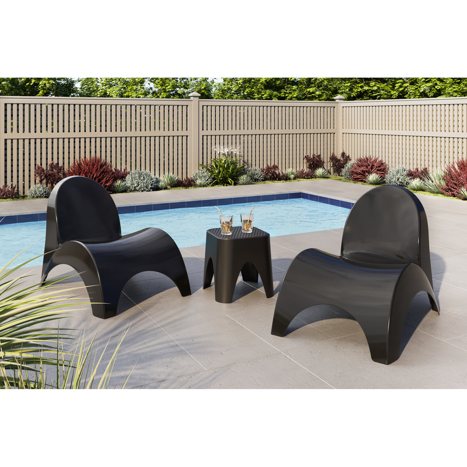Frederick 2-Person Patio Seating Group, Black