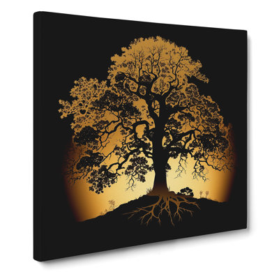 Oak Tree Silhouette - Wrapped Canvas