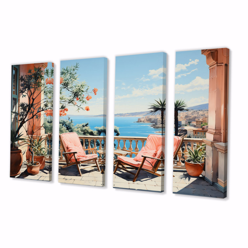 La Dolce côte italienne III - décoration murale italienne - 4 panneaux