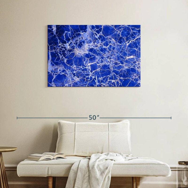 Avery Webbed Marble Blue Abstract, 24" H x 36" W