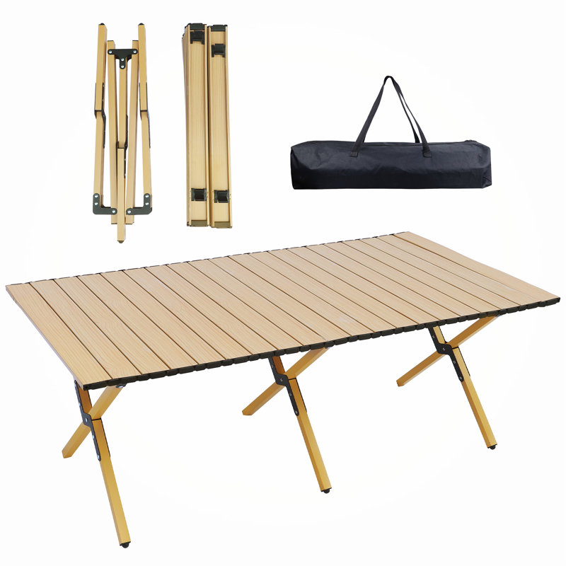 Table de camping d'extérieur rectangulaire L 45,66 po x l 23,62 po Jene, Bois naturel