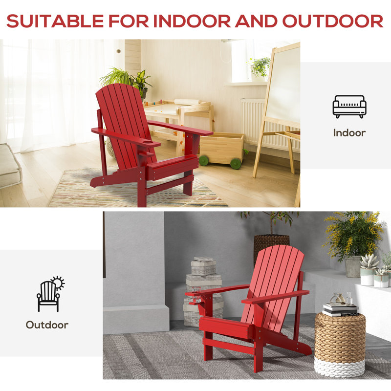 Chaise Adirondack classique en bois massif Anayla, Rouge