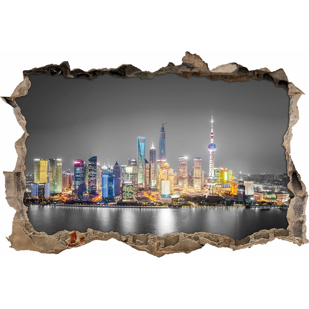 Wandtattoo Shanghai-Skyline bei Nacht