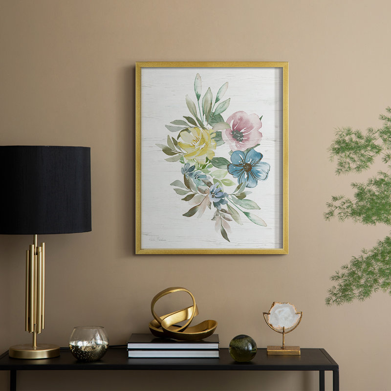 «Spring Meadow Arrangement I», reproduction encadrée - bois massif, H 15 po x l 12 po, Doré