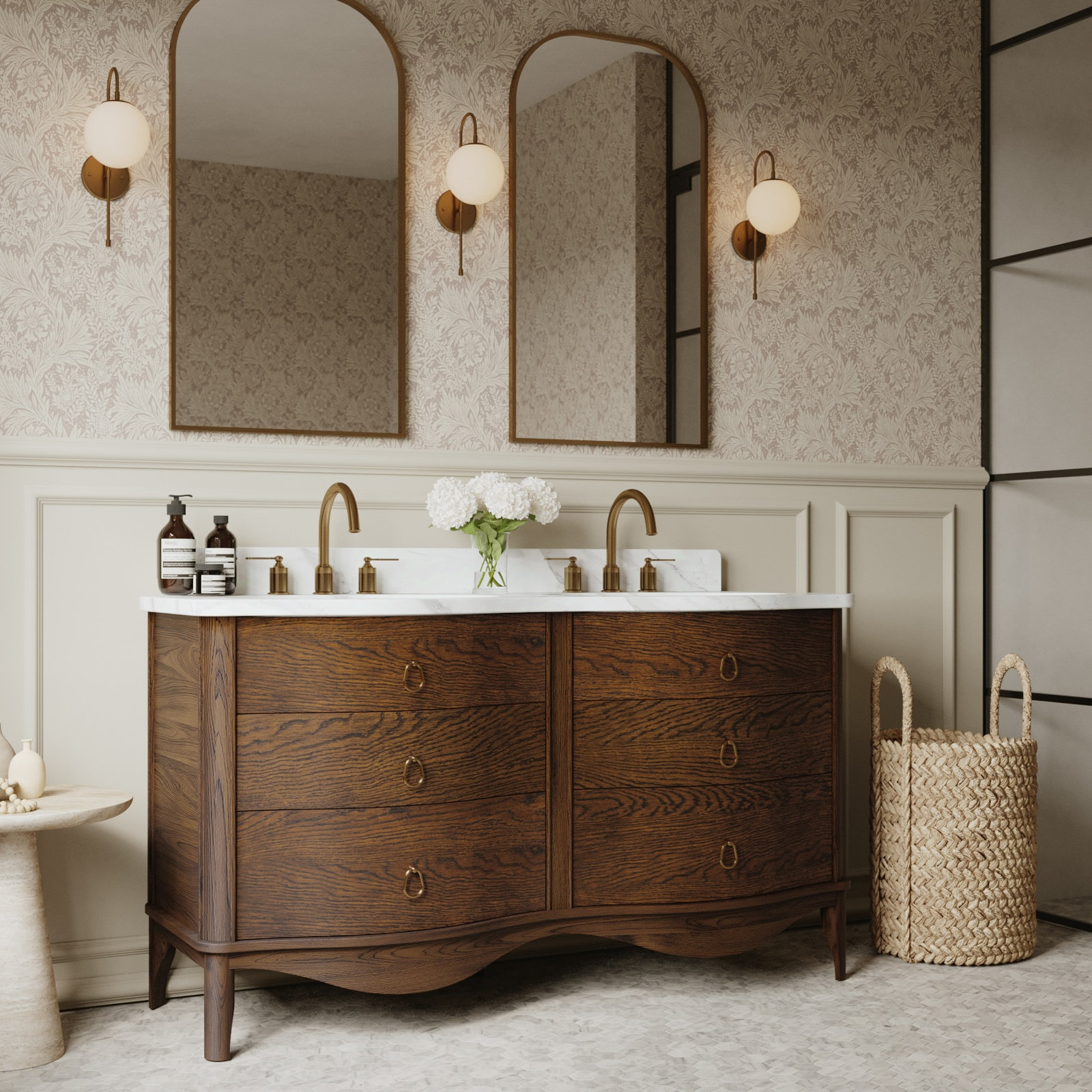 Emmy Bathroom Vanity, Enhanced Brown Oak, 60"