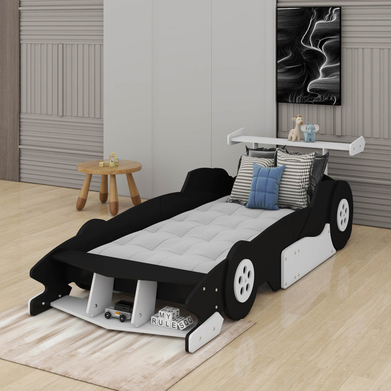 Lit plateforme avec roulettes Race, Noir / blanc