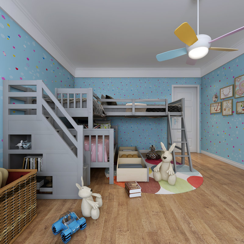 Eilidhmay Twin over Full L-Shaped Bunk Bed With Storage Stairs and Drawers, Gray