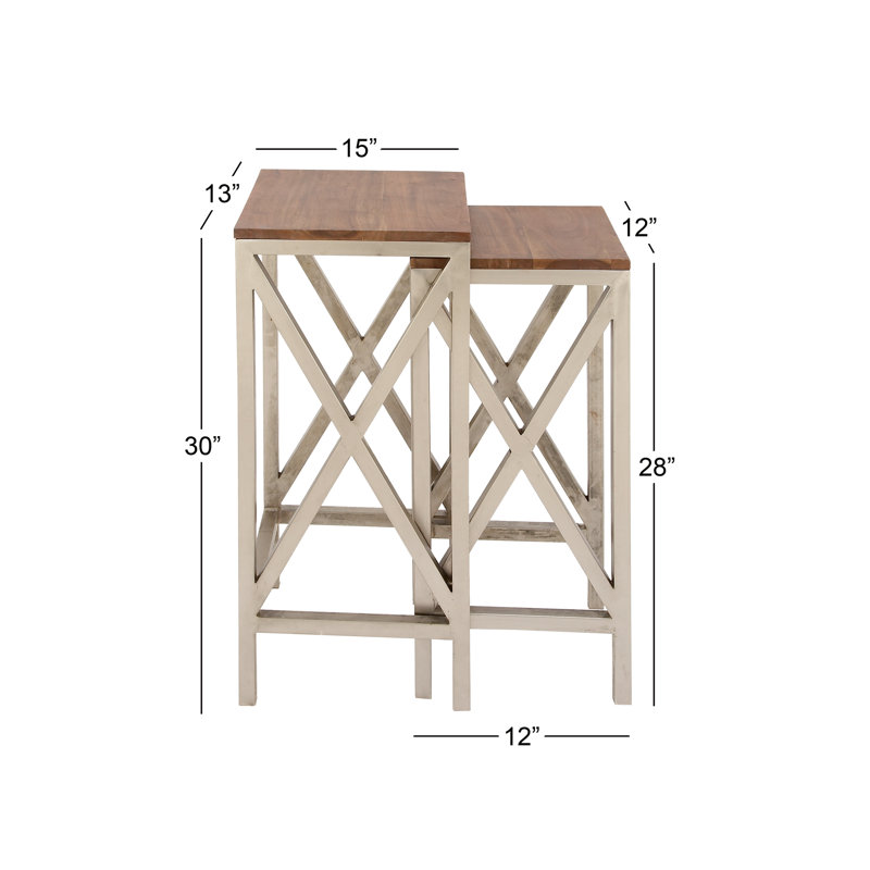 Tables emboîtables en métal et bois 2 pièces