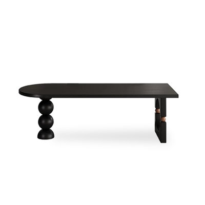Bureau en bois massif noir + brun noisette