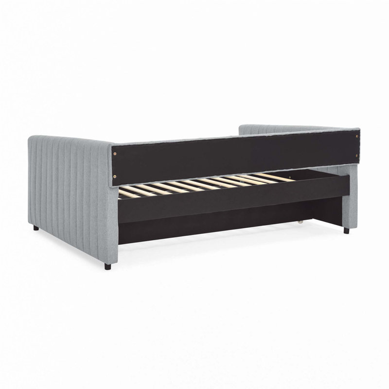 Daybed with Trundle Upholstered Sofa Bed, Gray, Full/Double