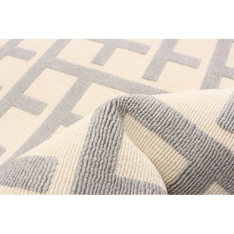 Ensemble de tapis intérieur / extérieur géométrique gris / beige, Rectangle 4 pi 7 po x 6 pi 7 po