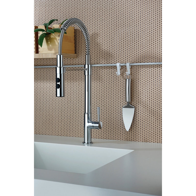 Marcus Pull Down Single Handle Spring Neck Kitchen Faucet, Polished Chrome