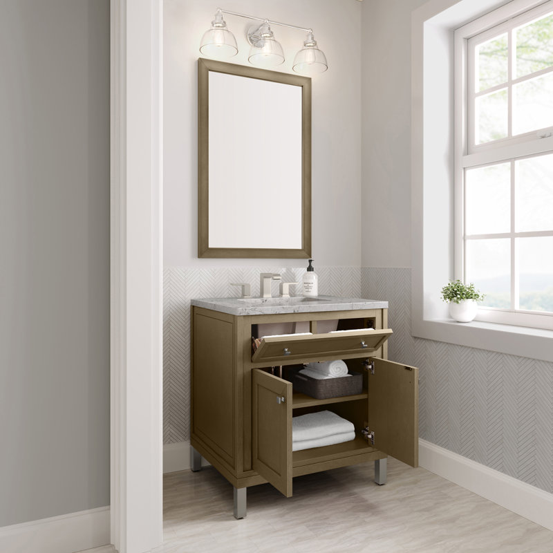 Chicago 30'' W Single Vanity, Walnut Whisper, Eternal Jasmine Pearl, 8" Widespread