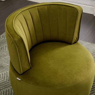 Fauteuils d'appoint pivotants à 360° en forme de tonneau, fauteuils ronds avec large assise rembourrée en velours moelleux, parfaits pour le salon, la chambre, le bureau ou les salles d'attente.