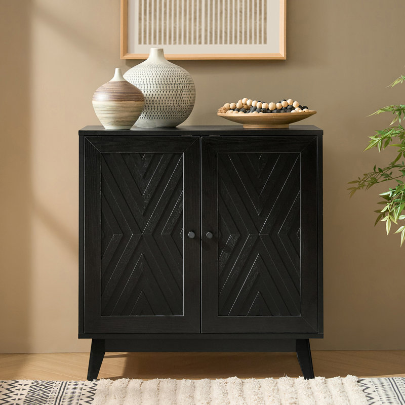 Armoire d'appoint 2 portes Lekiesha, Noir