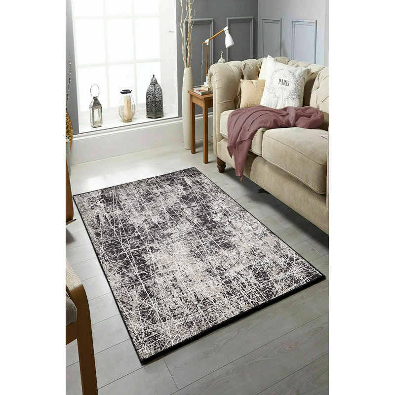 Tapis écologique antidérapant 4,6 x 7,2 pieds | 100% polyester, antibactérien, lavable à la machine | 650 g / m², poils de 0,16 po de hauteur, impression numérique | Parfait pour le salon, la chambre à coucher et les endroits très passants