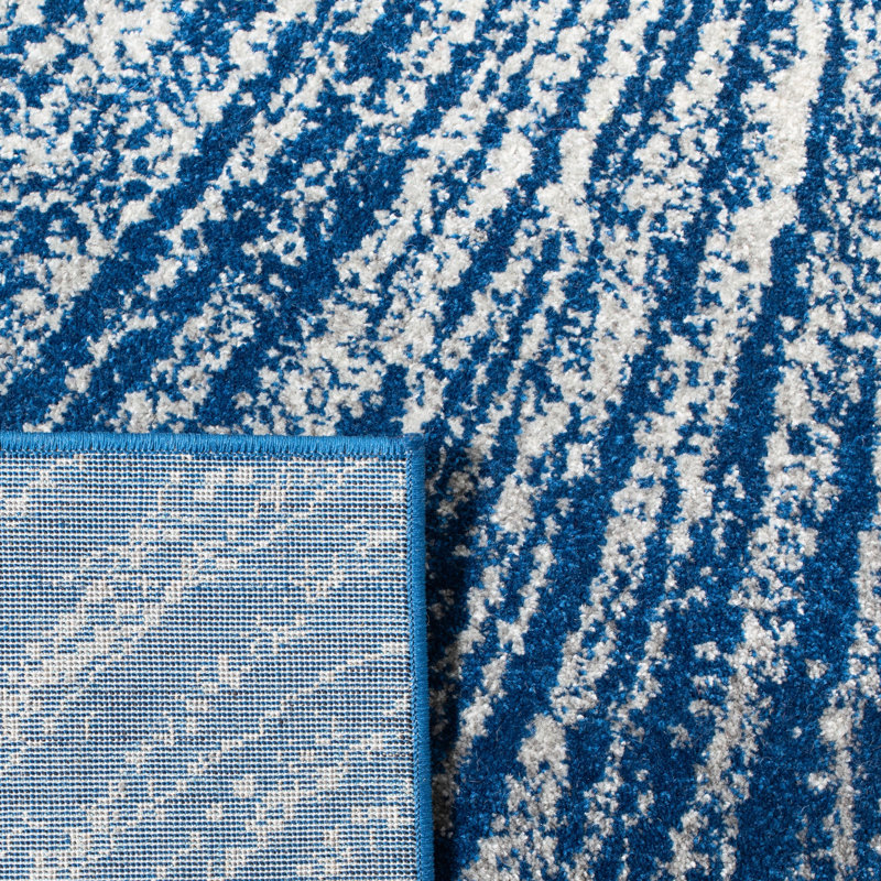 Tapis bleu marine / ivoire Faustina, Carré 9 pi