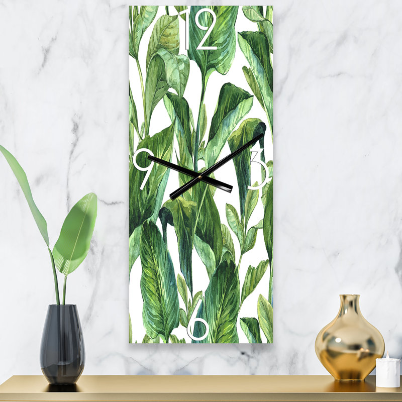 Horloge murale feuillage de feuilles tropicales, Petit