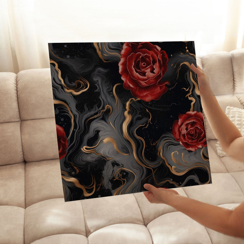 «Floral Luxe Rose Symphony», reproduction d'art moderne sans cadre, H 16 po x l 16 po