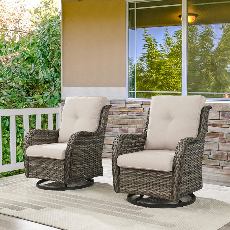 Fauteuils d'appoint en rotin avec coussins Bonia, Beige, Gris