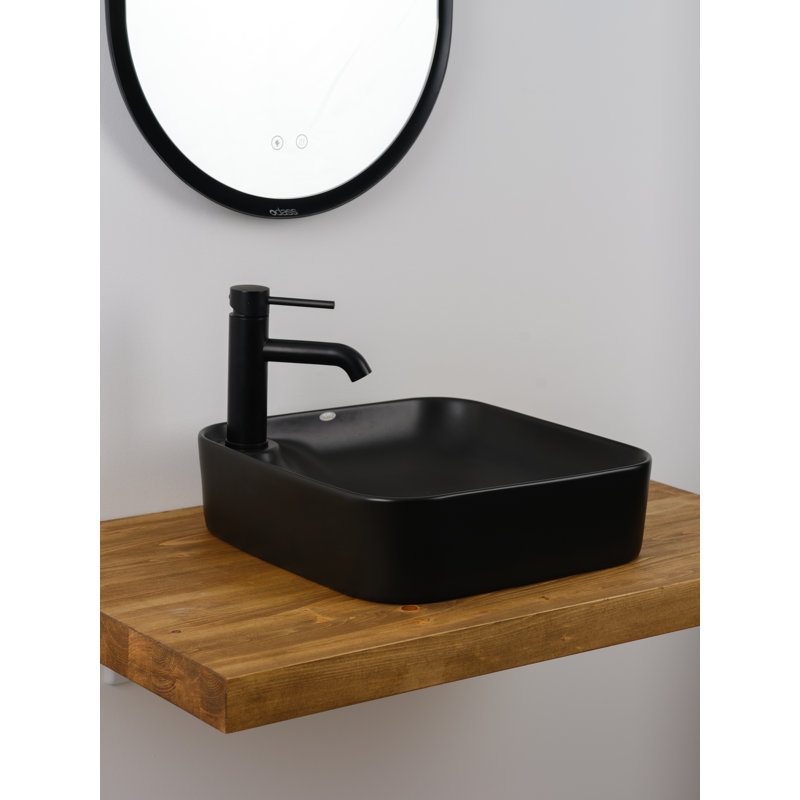 Sirina | | Lavabo de salle de bain vasque carré en céramique, Noir mat