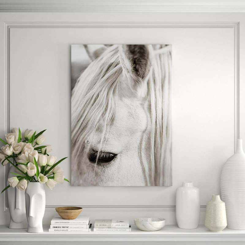 Focusing On White Horse II Print by Mari Urasawa, Glass Coat, 34" H x 24" W