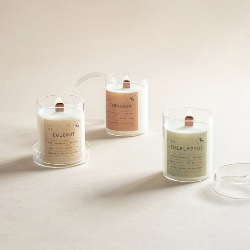 Ensemble de bougies parfumées noix de coco + eucalyptus + cannelle