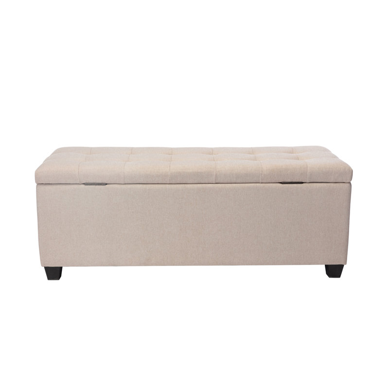 Banc de rangement rembourré en tissu Bacca, Beige