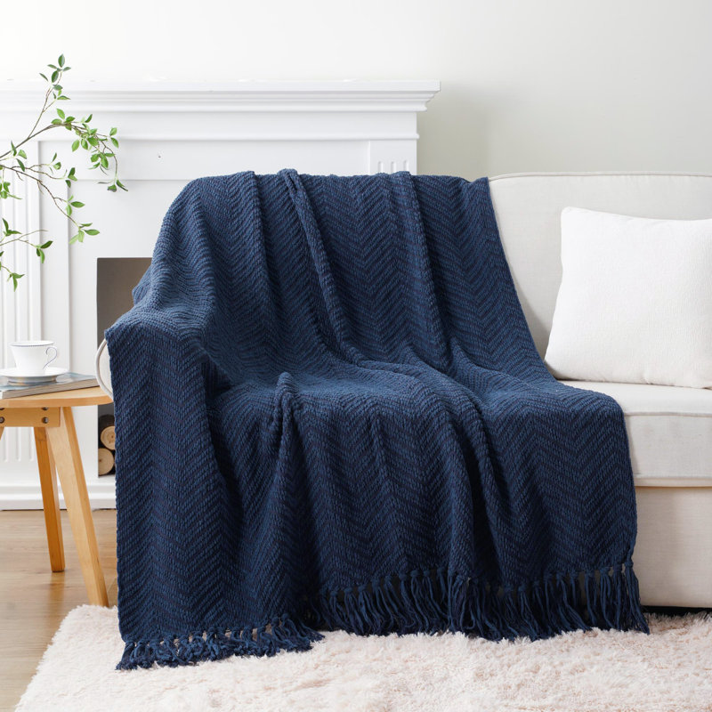 Jeté pour canapé, jeté chaud super doux pour lit simple, couverture en chenille tissée en tricot polyvalente pour le décor de la chambre à coucher
