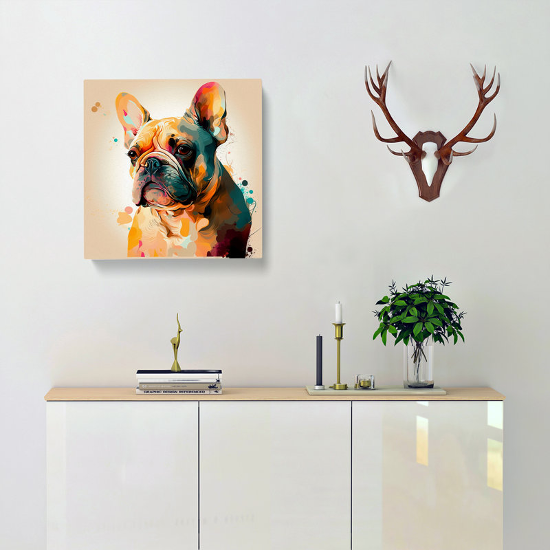 French Bulldog Gestural Art - Wrapped Canvas