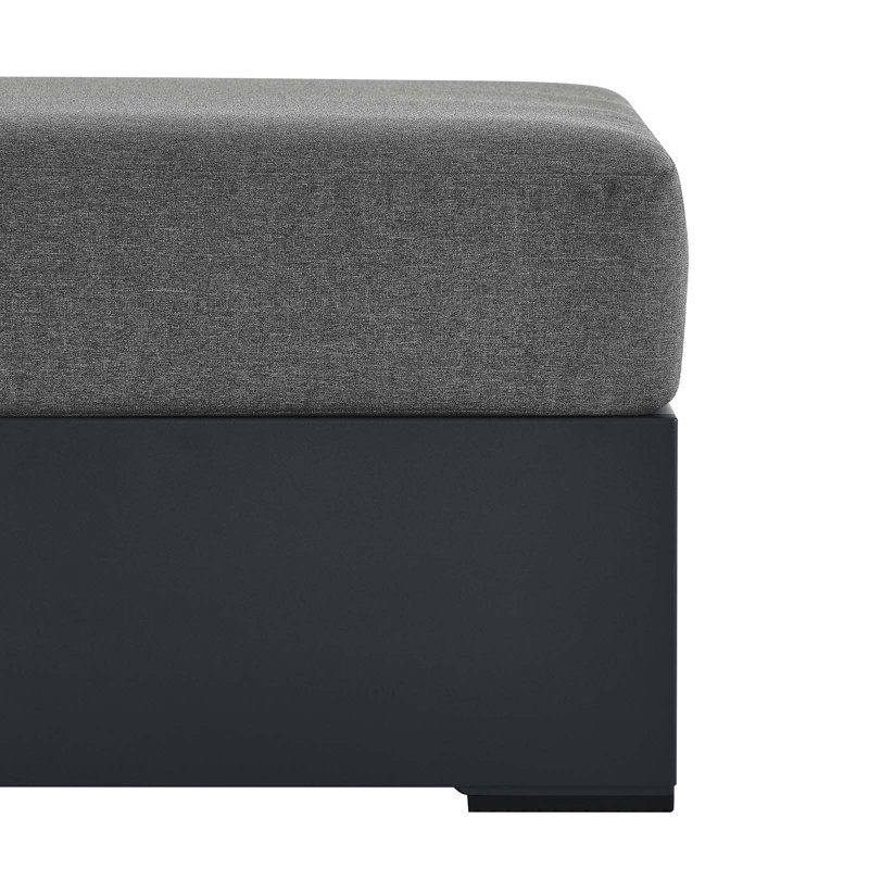 Modway Tahoe Metal Outdoor Ottoman, Charcoal