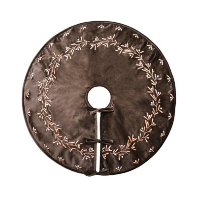 Mocha Velvet Mistletoe Tree Skirt D80cm