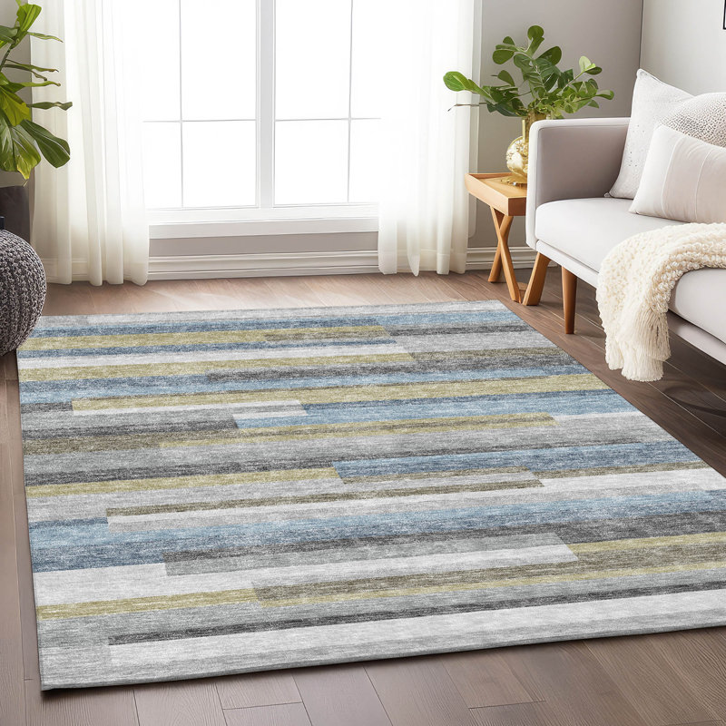 Premium Machine Washable Prisco Gray Rug, Rectangle 8' x 10'