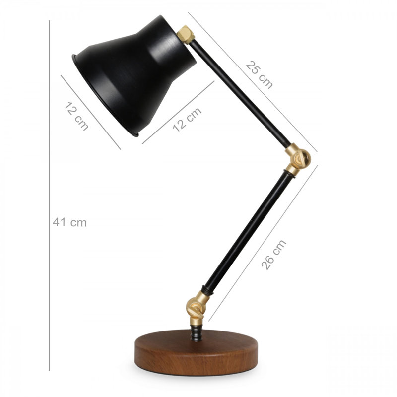 Lampe de table de style scandinave, métal noir, 4,7 x 4,7 x 16,1 pouces | Fabrication 100% métal, douille E14, 40 W maximum | Conception moderne et minimaliste pour le salon, la chambre à coucher ou le bureau, solution d'éclairage élégante et fonctionnelle