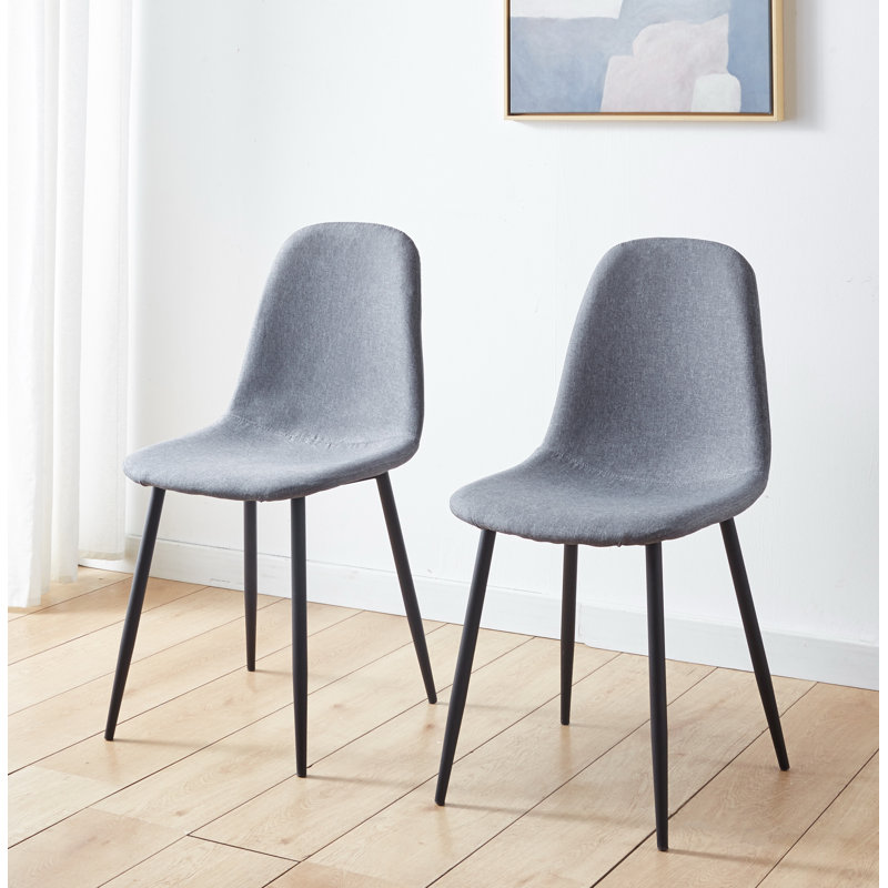 Cullompton Dining Chair With Dark Grey Fabric And Black Legs X 2