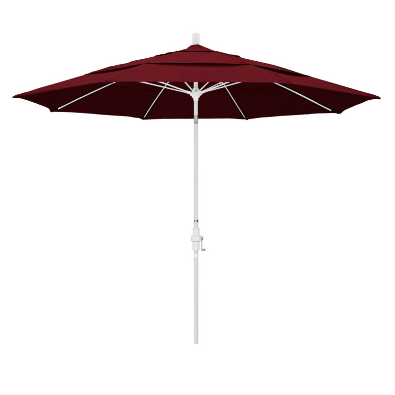 Parasol de marché 11 pi Brent, Tissage uni Sunbrella® Spectrum rubis, H 110,5 po x l 132 po x P 132 po, Gris martelé