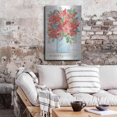 Art mural en métal «Season's Greetings Flowers» par Cindy Jacobs, Winston Porter