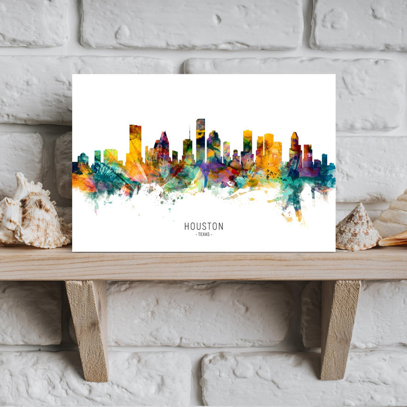 «Vibrant Houston Skyline», art contemporain urbain, H 12 po x l 18 po