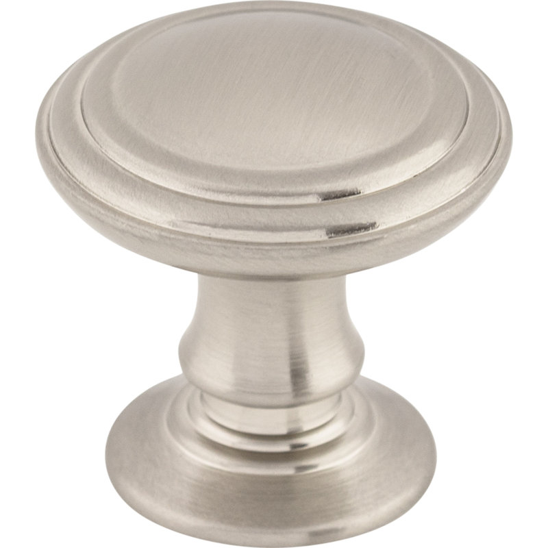 Reeded Round Knob, Brushed Satin Nickel, 1 1/4" Knob Diameter