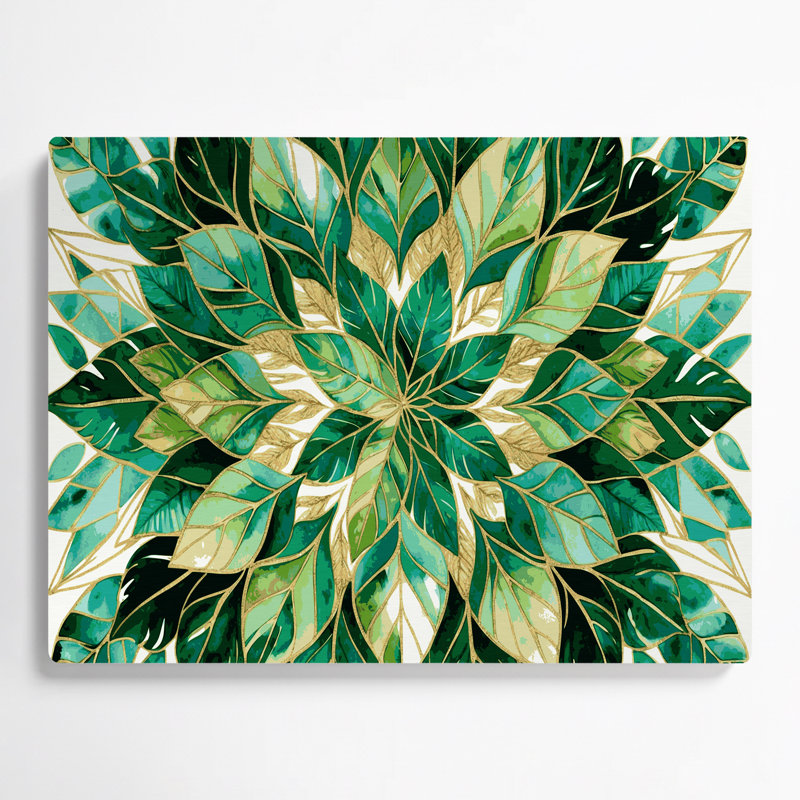 «Botanical Geometric Leaf», art mural en métal beige, H 12 po x l 18 po