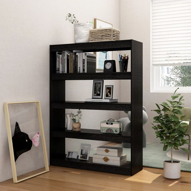 Jamarian 135.5cm H x 100cm W Solid Wood Standard Bookcase, Black