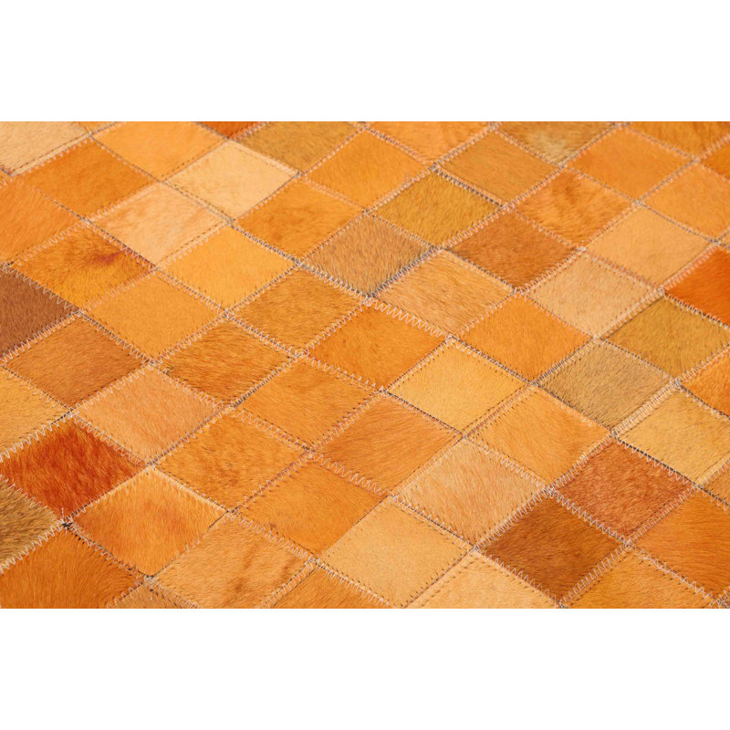 Cowhide Patchwork Orange Rug 6'0" x 6'0"